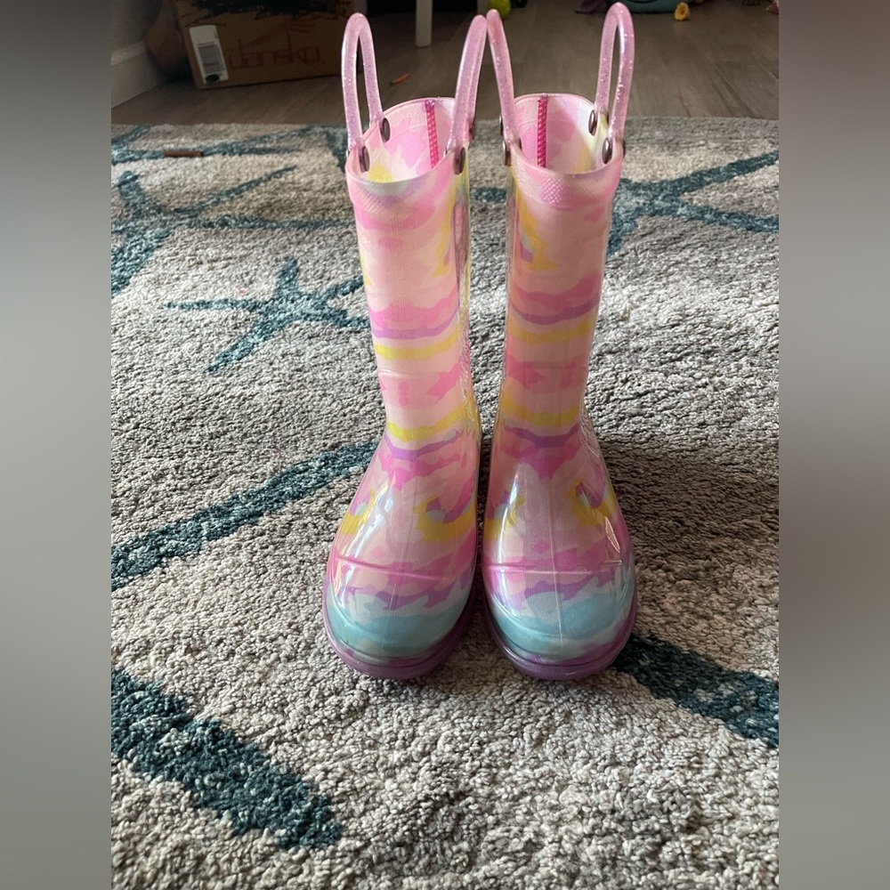 Previously Loved Western Chief Pink and Yellow Kids' Light Up Rain Boots